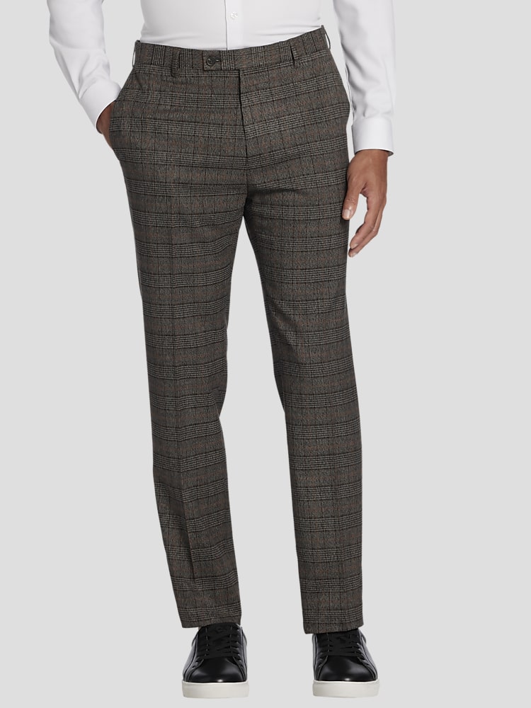 Paisley & Gray Slim Fit Plaid Flat Front Suit Pants | Suit