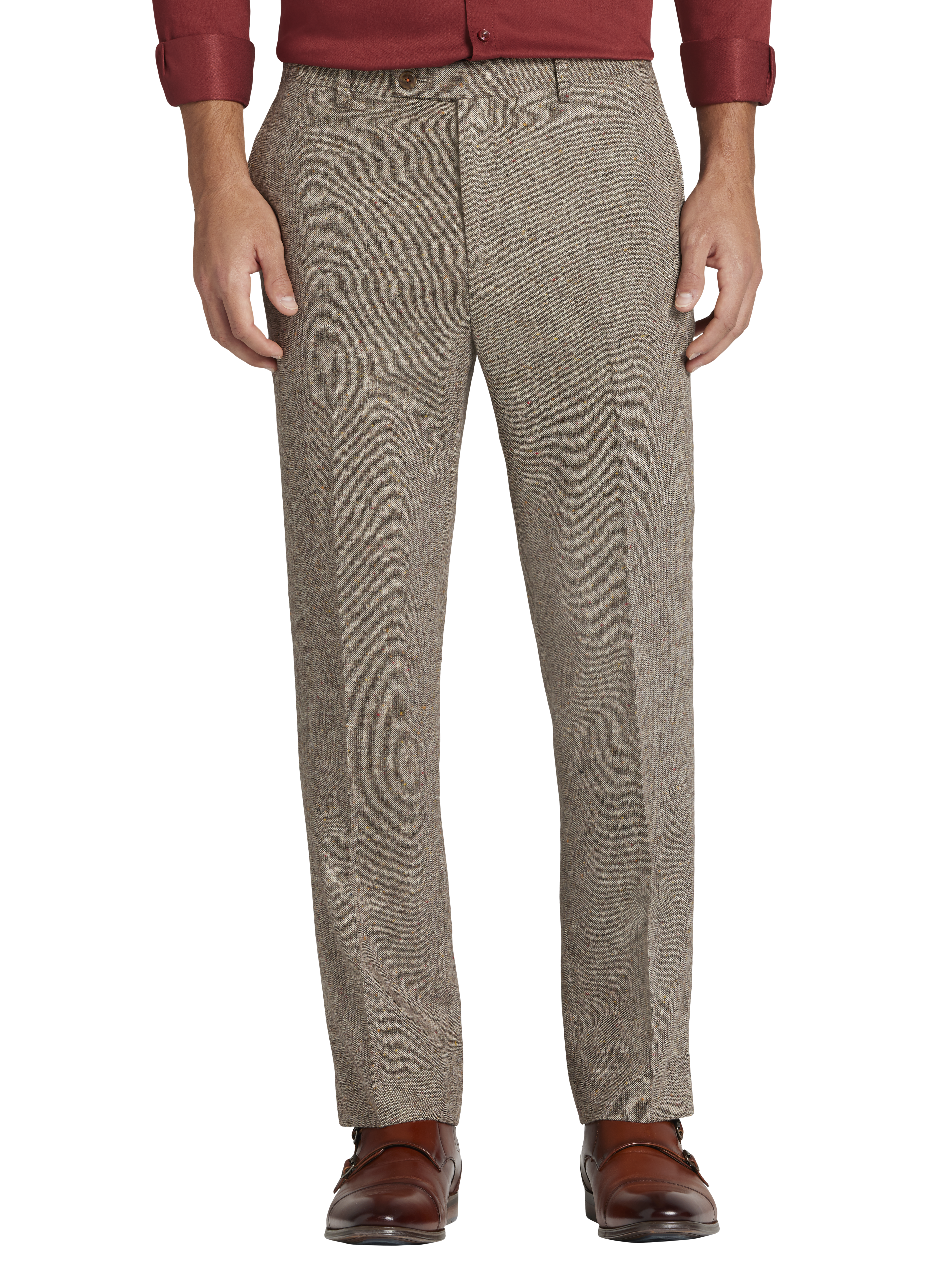 Slim Fit Donegal Flat Front Pants