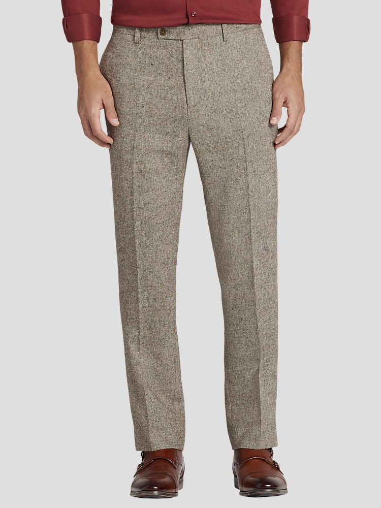 Paisley & Gray Men's Slim Fit Donegal Flat Front Pants at Men's Wearhouse, Tan Donegal / Brown - Size: 42W x 32L