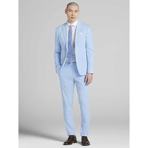 Egara Big & Tall Modern Fit Men's Suit Jacket Sky Blue - Size: 52 Regular TMW33NR52215
