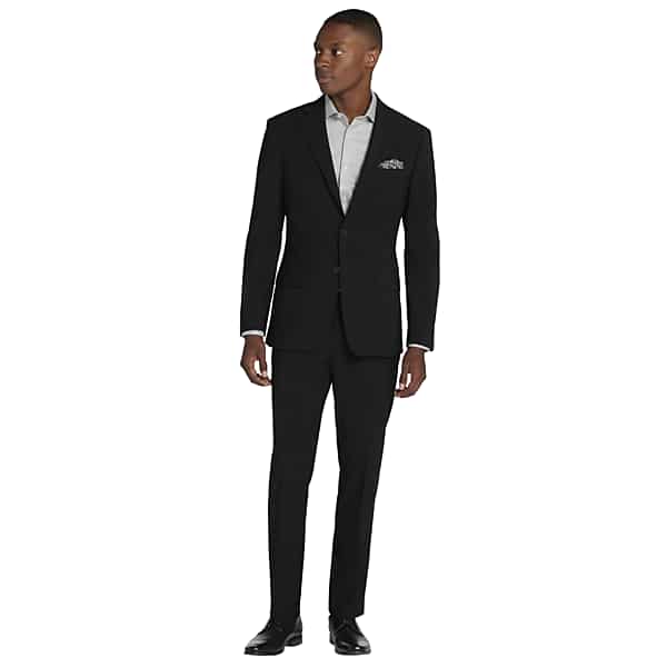 Calvin Klein Slim Fit Wool Blend Men's Suit Black Solid - Size: 42 Regular TMW33U342202