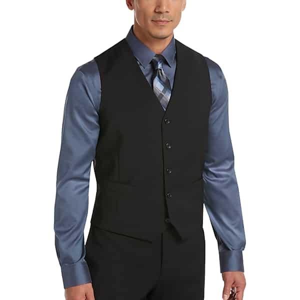 Awearness Kenneth Cole Big & Tall Men's Suit Separates Vest Black Solid - Size: 5X