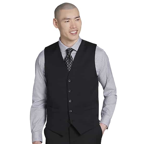 Awearness Kenneth Cole Modern Fit Wool Blend Men's Suit Vest Black Solid - Size: 6X TMW33W606X02