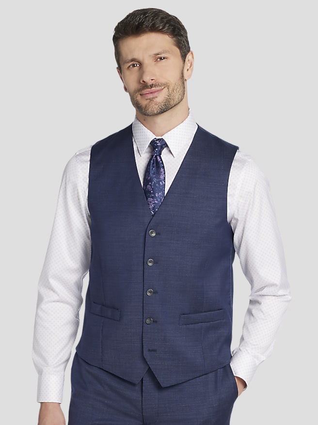 Awearness Kenneth Cole Big & Tall Modern Fit Wool Blend Men's Suit Vest , Blue