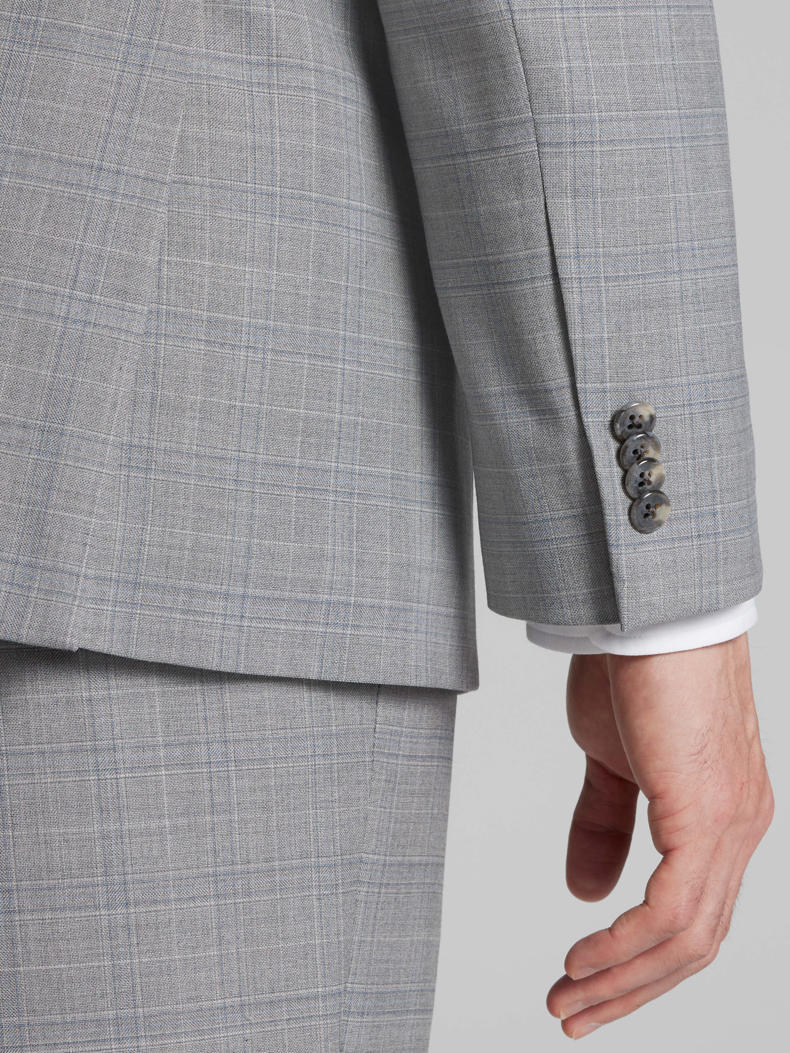 Classic Fit Wool Blend Plaid Suit Jacket