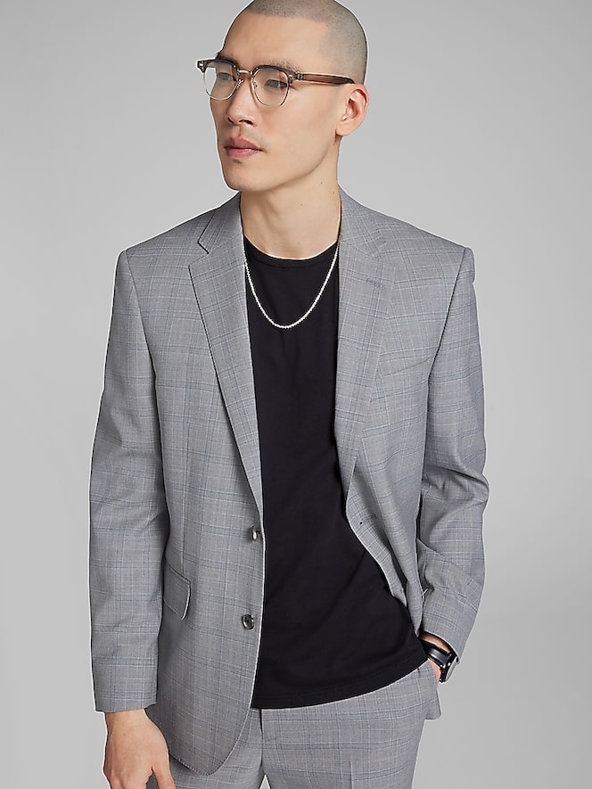 Joseph Abboud Classic Fit Wool Blend Plaid Suit Jacket