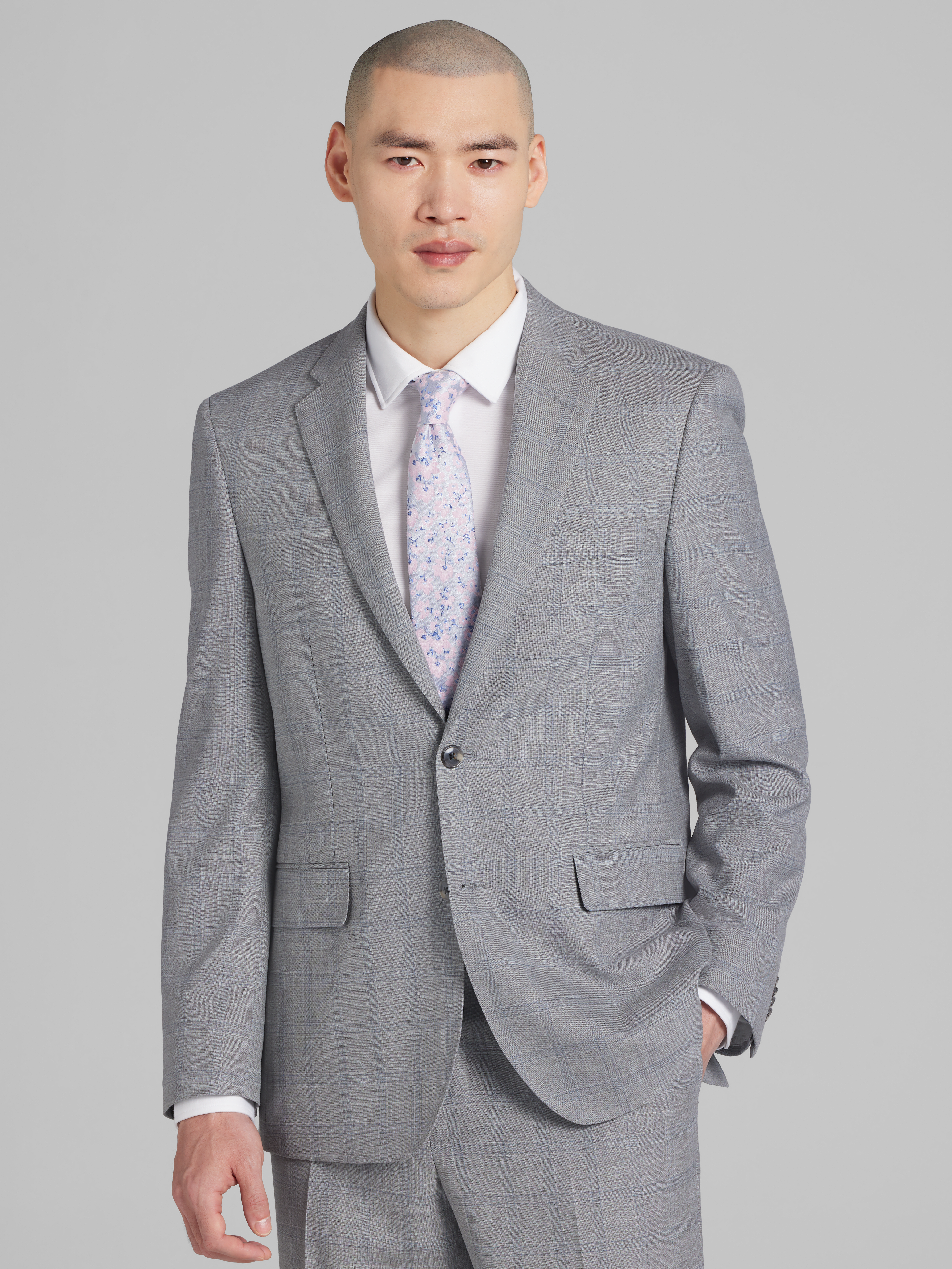Classic Fit Wool Blend Plaid Suit Jacket