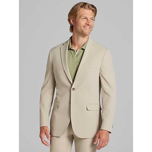 Awearness Kenneth Cole Slim Fit Tech Men's Suit Jacket Tan Solid - Size: 38 Short