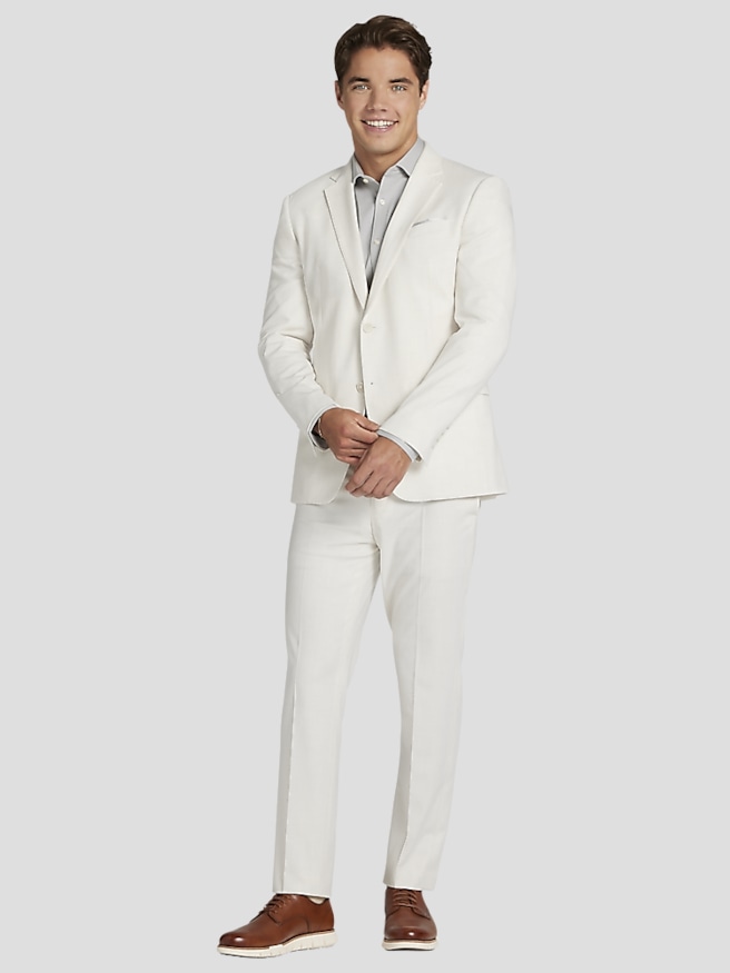 Egara Skinny Fit Men's Suit Jacket , Stone / White