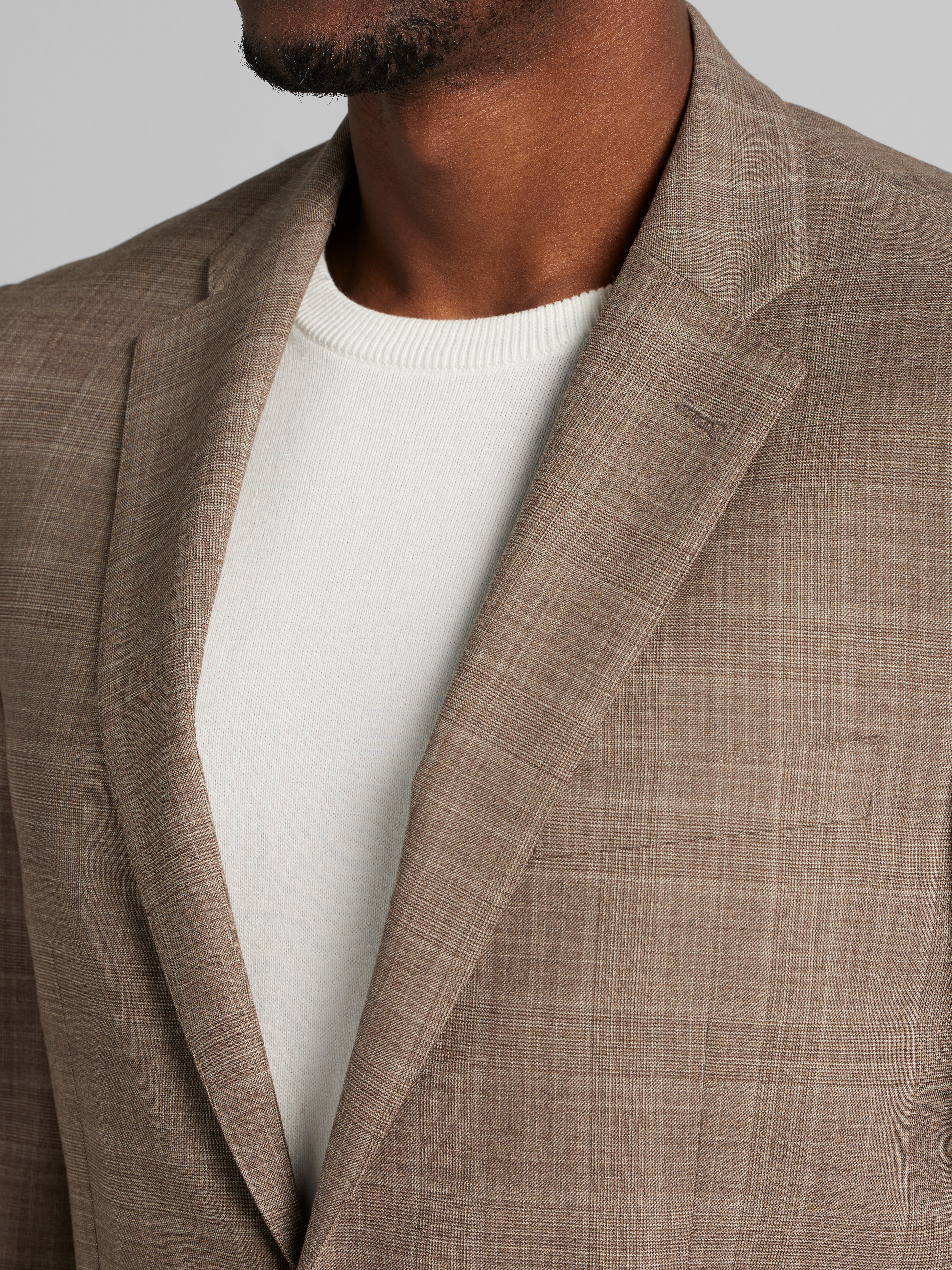 Classic Fit Wool Blend Plaid Suit Jacket