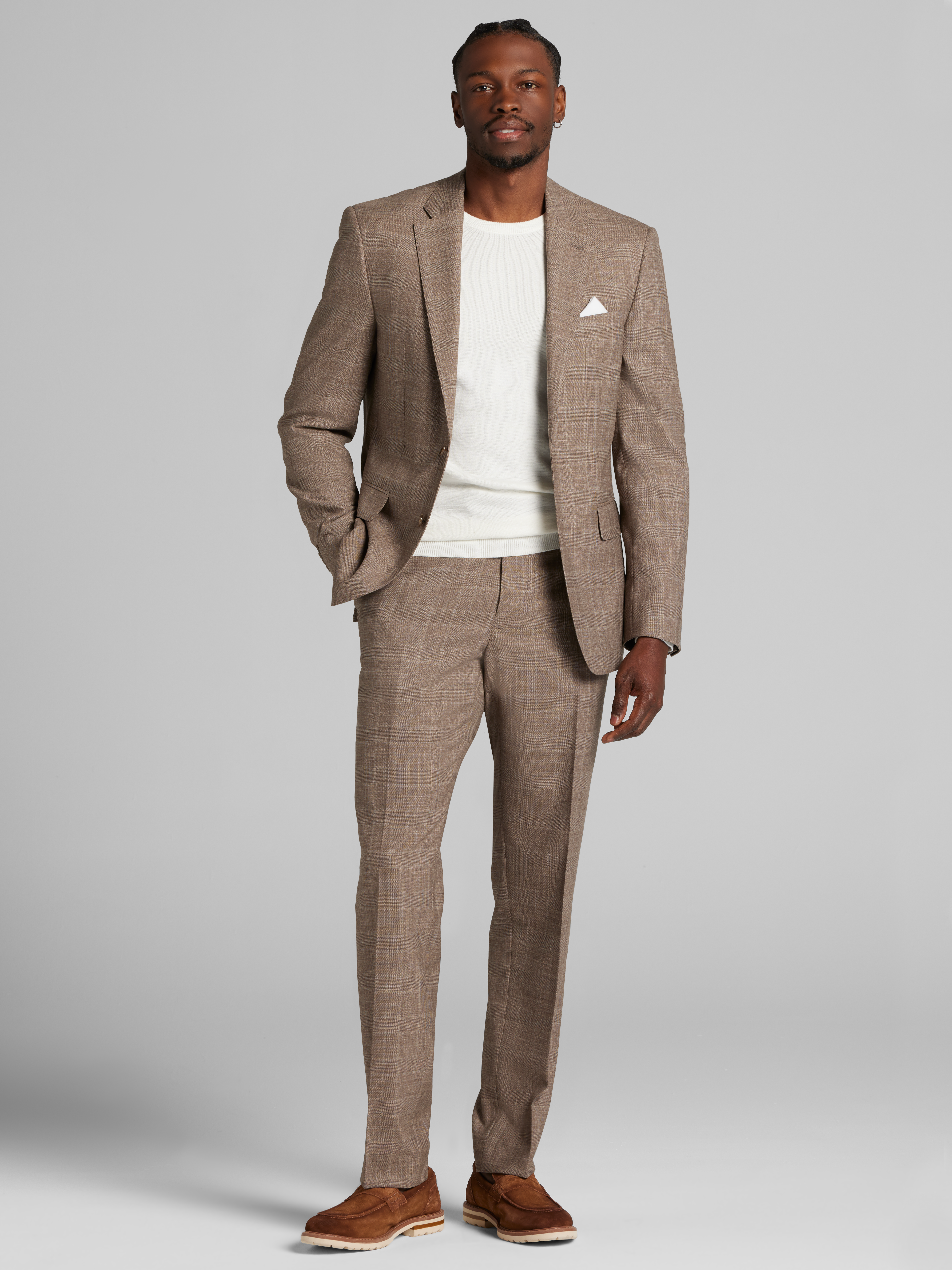 Classic Fit Wool Blend Plaid Suit Jacket