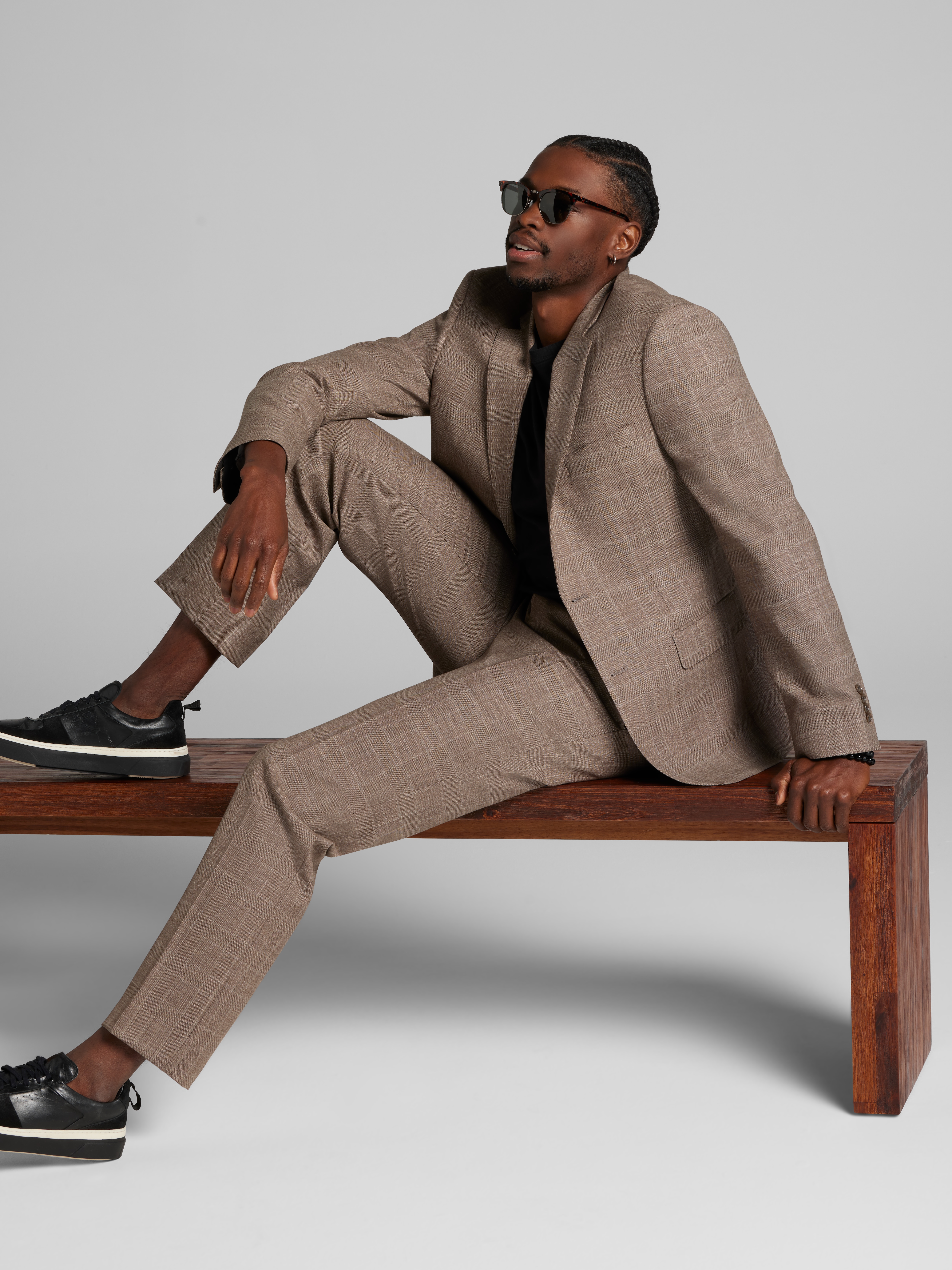 Classic Fit Wool Blend Plaid Suit Jacket