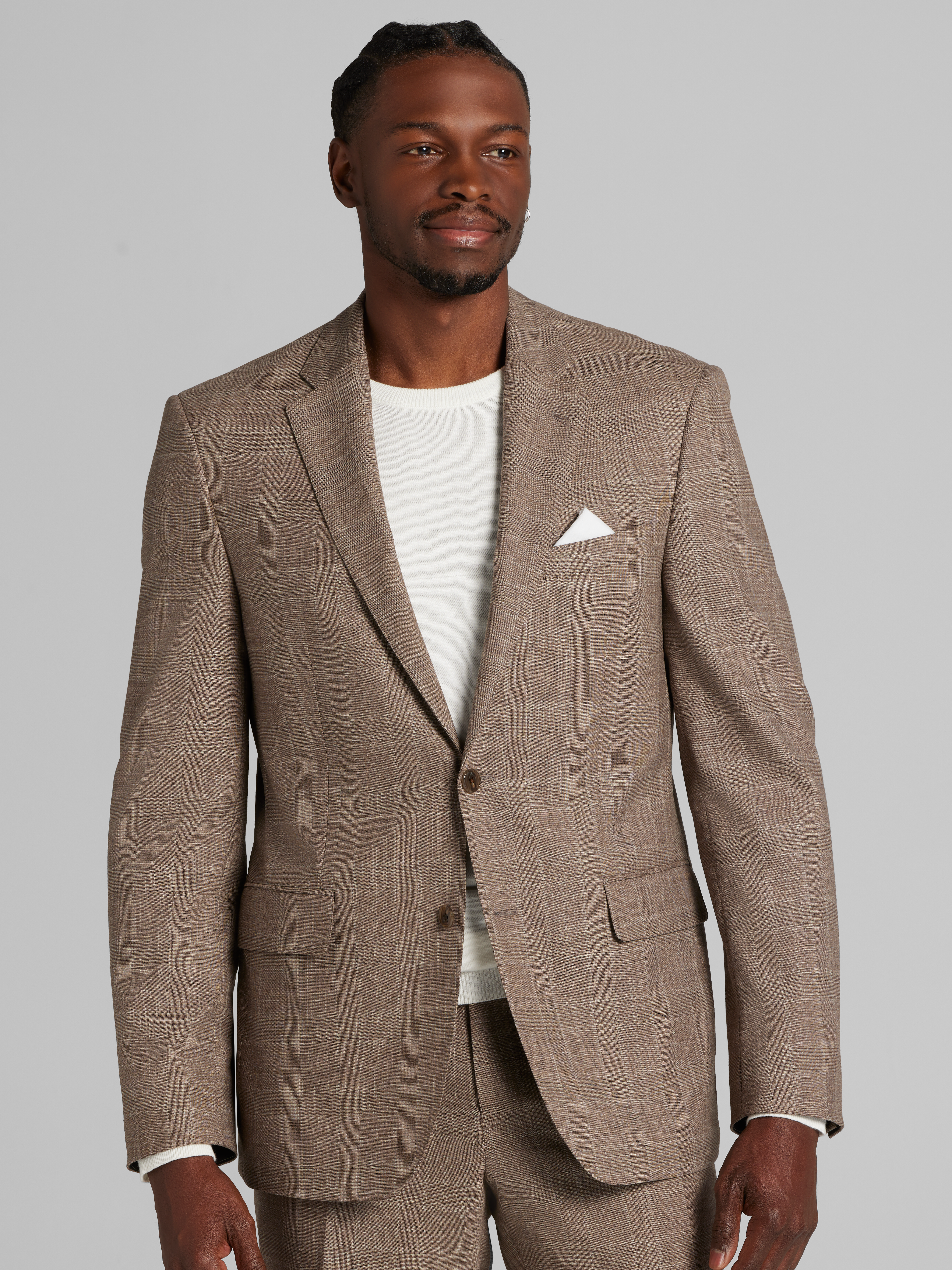 Classic Fit Wool Blend Plaid Suit Jacket