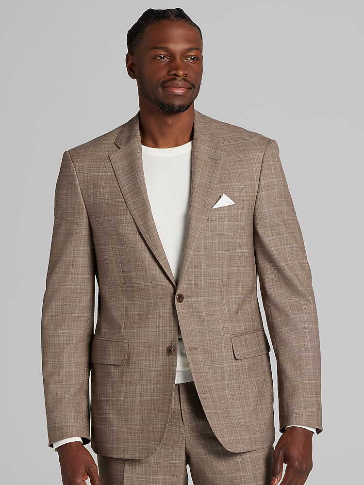 Joseph Abboud Classic Fit Suit Jacket, Tan Plaid | Men's Wearhouse