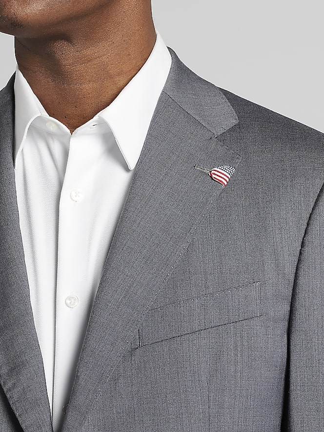 Joseph Abboud American Bespoke Modern Fit Wool Half Lined Suit Jacket, Med Gray Solid - Image 2 of 7