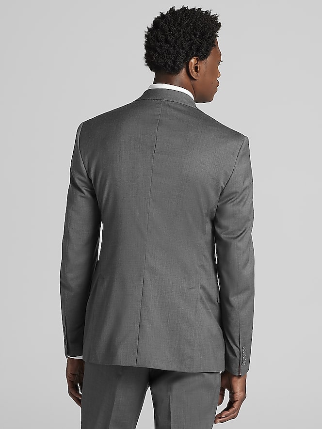 Joseph Abboud American Bespoke Modern Fit Wool Half Lined Suit Jacket, Med Gray Solid - Image 3 of 7