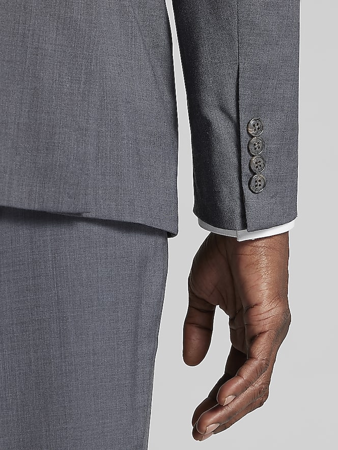 Joseph Abboud American Bespoke Modern Fit Wool Half Lined Suit Jacket, Med Gray Solid - Image 4 of 7