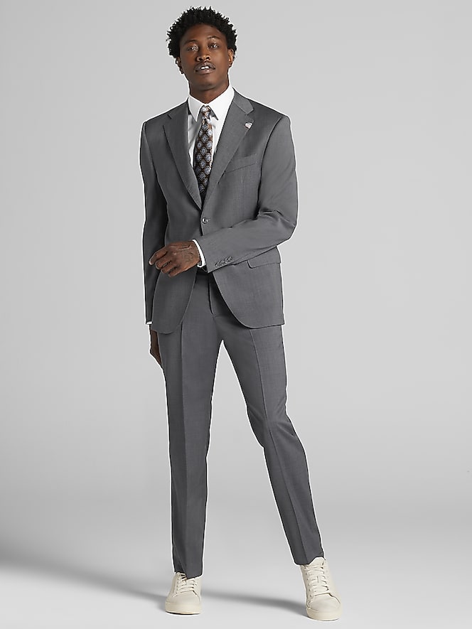 Joseph Abboud American Bespoke Modern Fit Wool Half Lined Suit Jacket, Med Gray Solid - Image 5 of 7