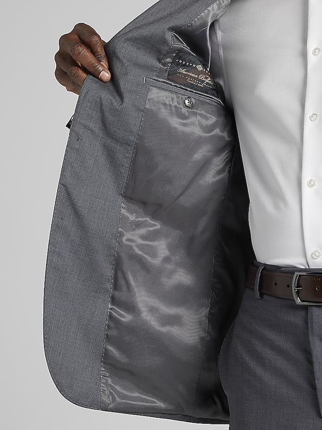 Joseph Abboud American Bespoke Modern Fit Wool Half Lined Suit Jacket, Med Gray Solid - Image 6 of 7