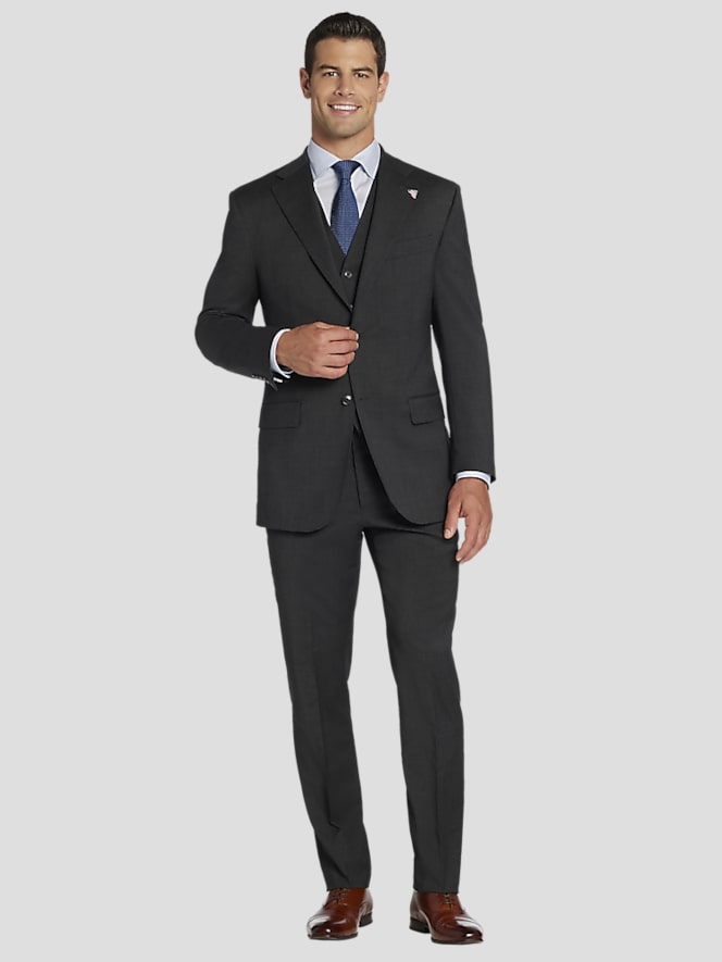 Joseph Abboud American Bespoke Modern Fit Wool Half Lined Suit Jacket, Charcoal Gray - Image 6 of 10