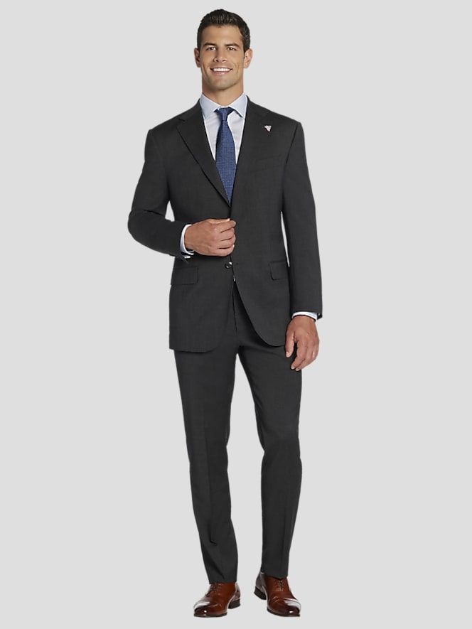 Joseph Abboud American Bespoke Modern Fit Wool Half Lined Suit Jacket, Charcoal Gray - Image 8 of 10