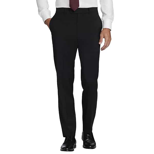 Joseph Abboud American Bespoke Modern Fit Men's Suit Flat Front Pants Black Solid - Size: 46 TMW353B46U02