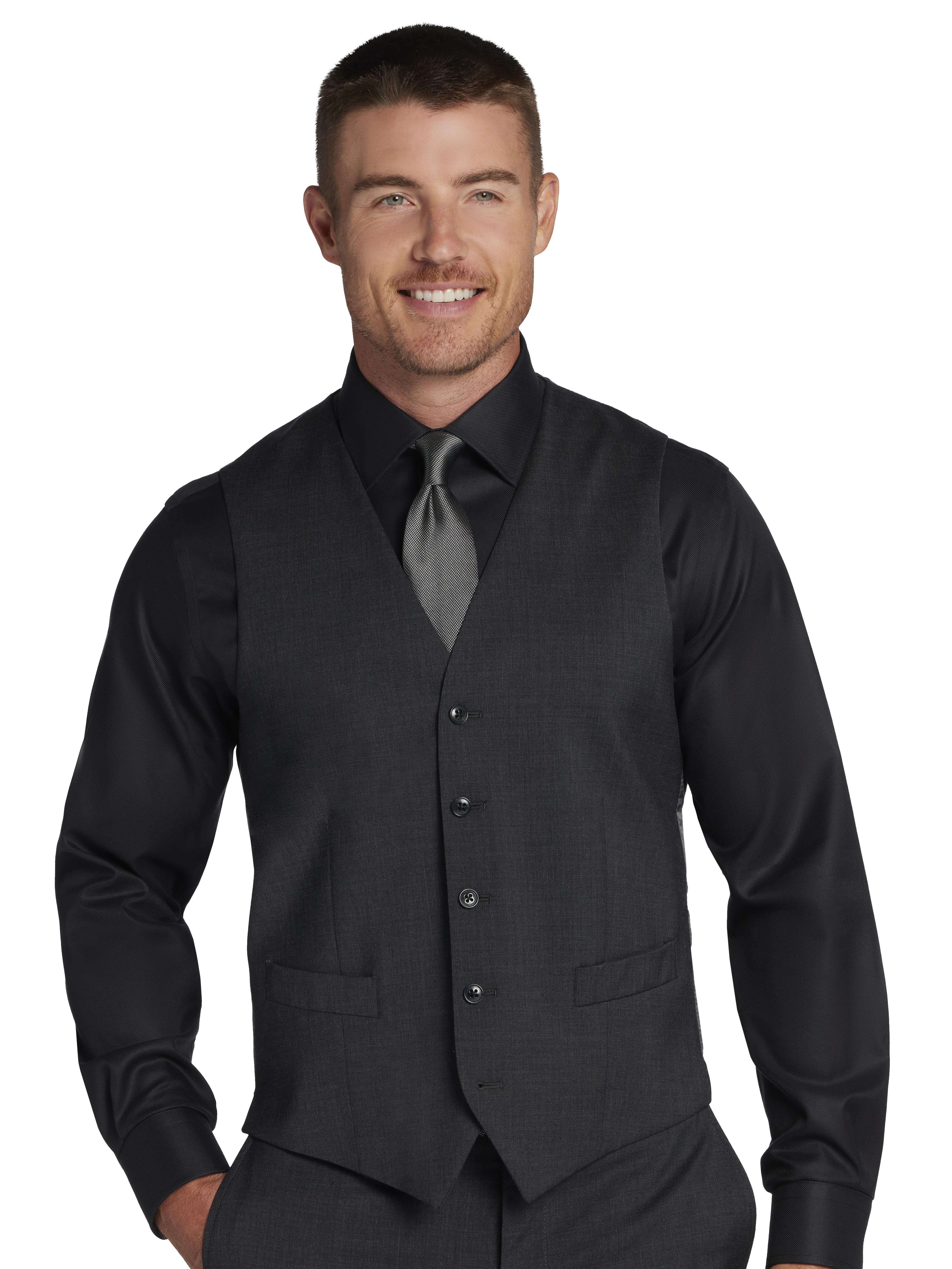 Joseph Abboud American Bespoke Modern Fit Wool Suit Vest in Charcoal Gray  Mens Size Large Formal Dress Vest