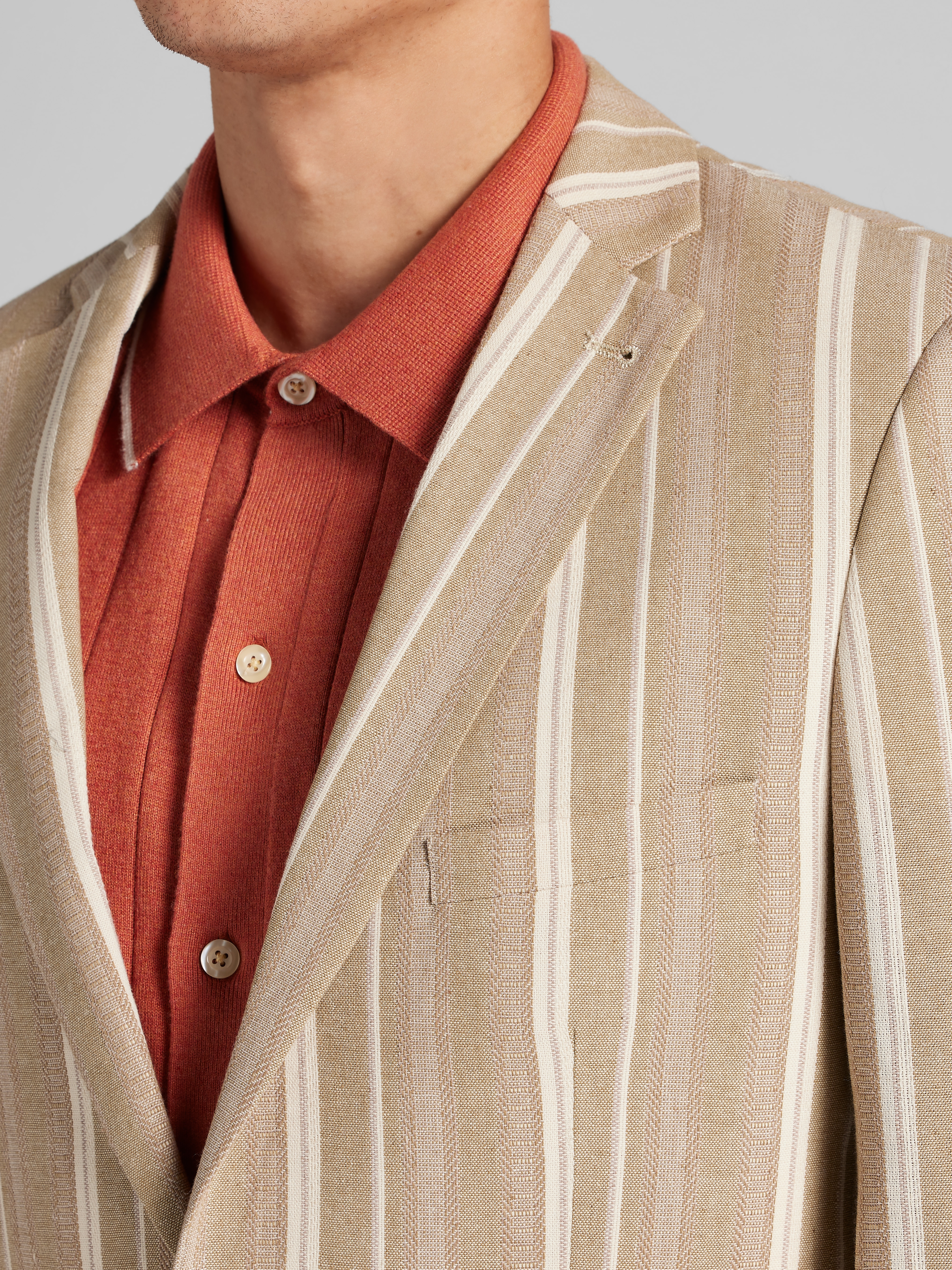 Slim Fit Linen Blend Stripe Suit Jacket