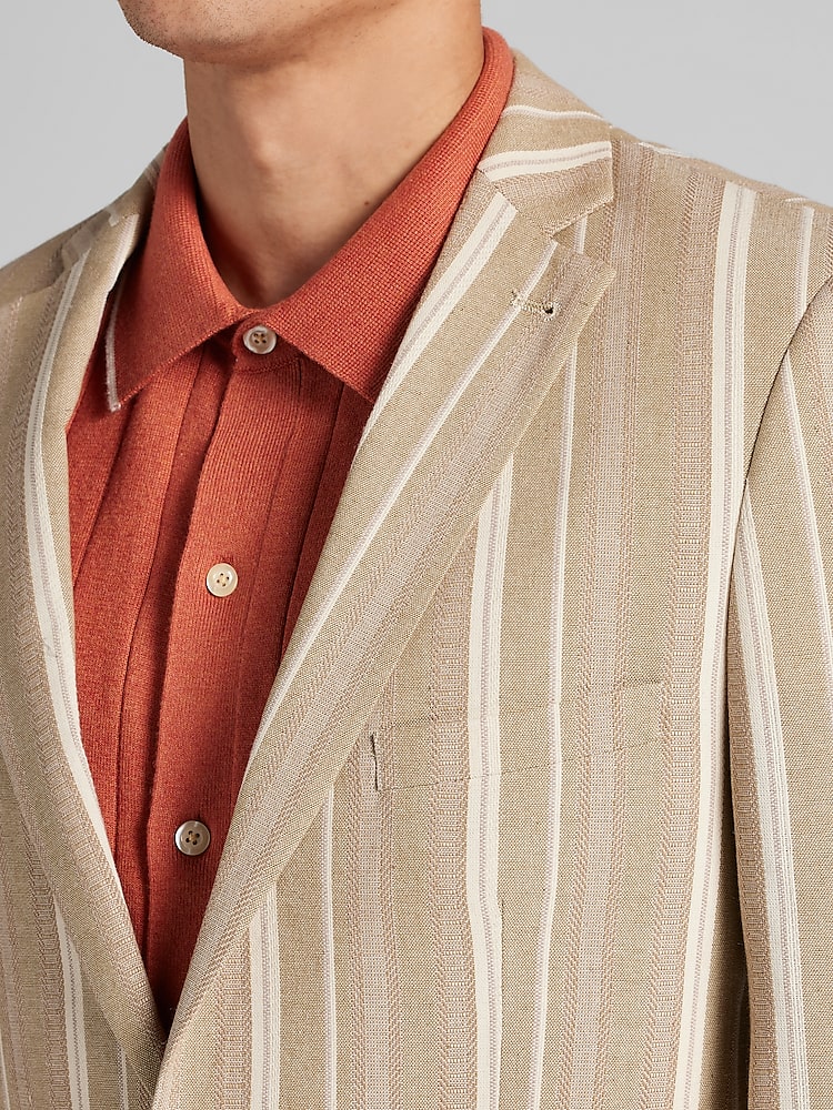 【DEARMINE】Blon Stripe Coat Beige pinstripe suit jacket-Taranko