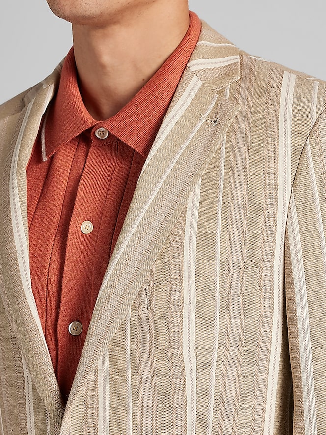 Paisley &Amp; Gray Slim Fit Linen Blend Stripe Suit Jacket