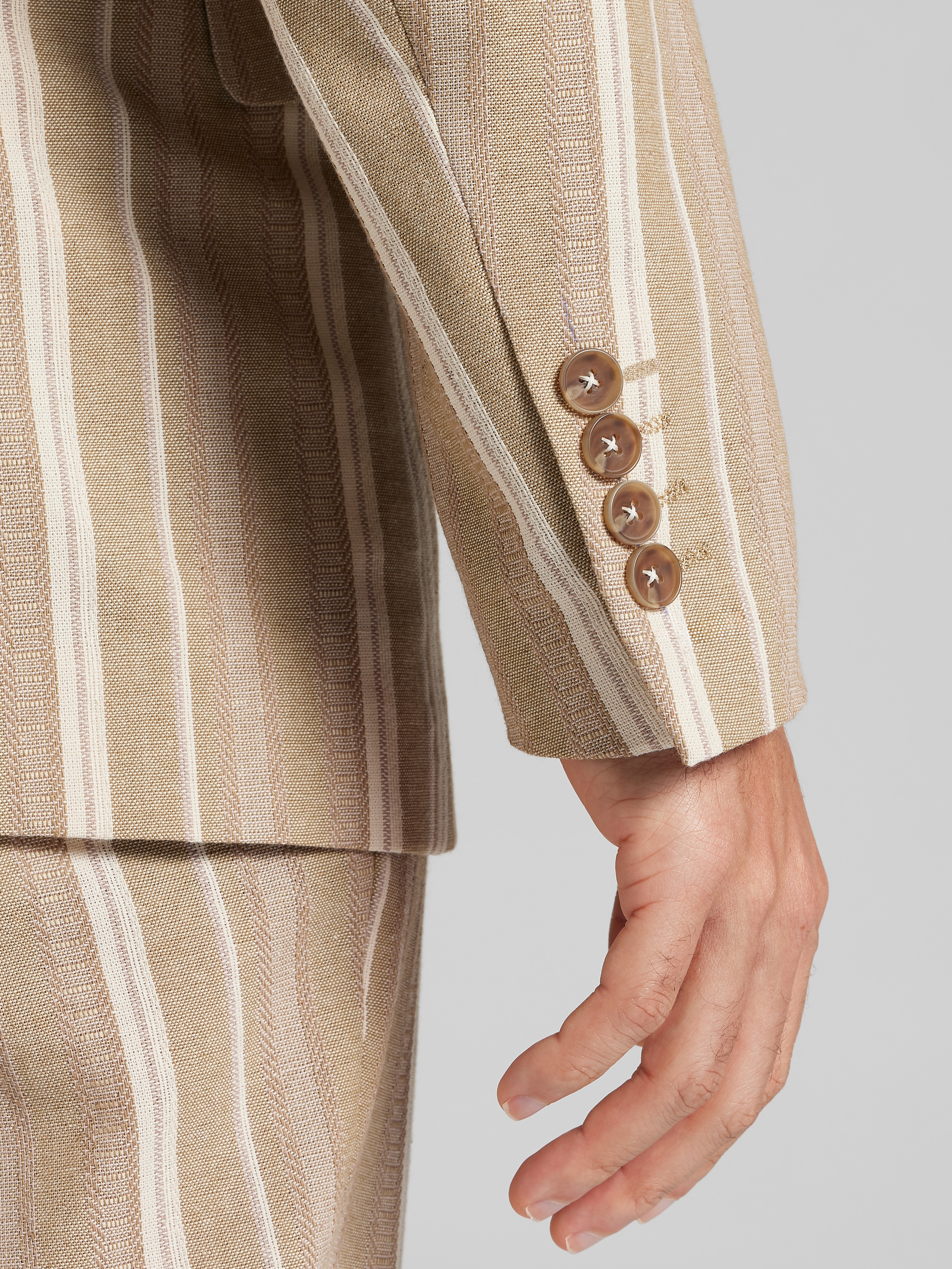Slim Fit Linen Blend Stripe Suit Jacket