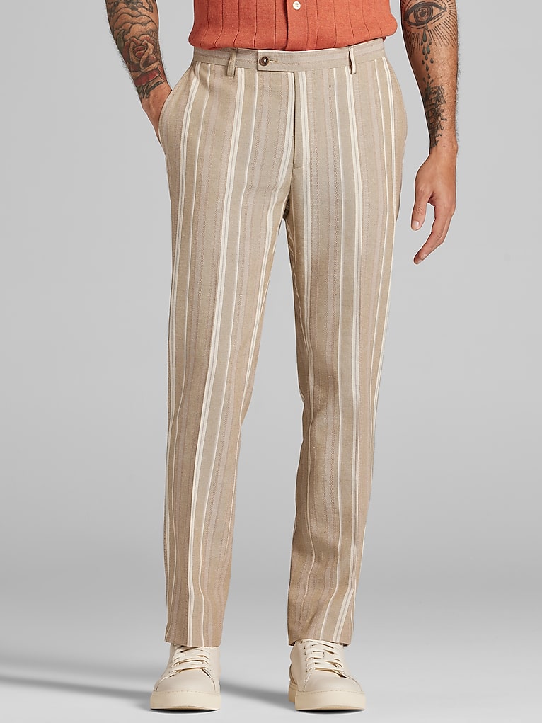 Paisley &Amp; Gray Slim Fit Linen Blend Stripe Suit Pants