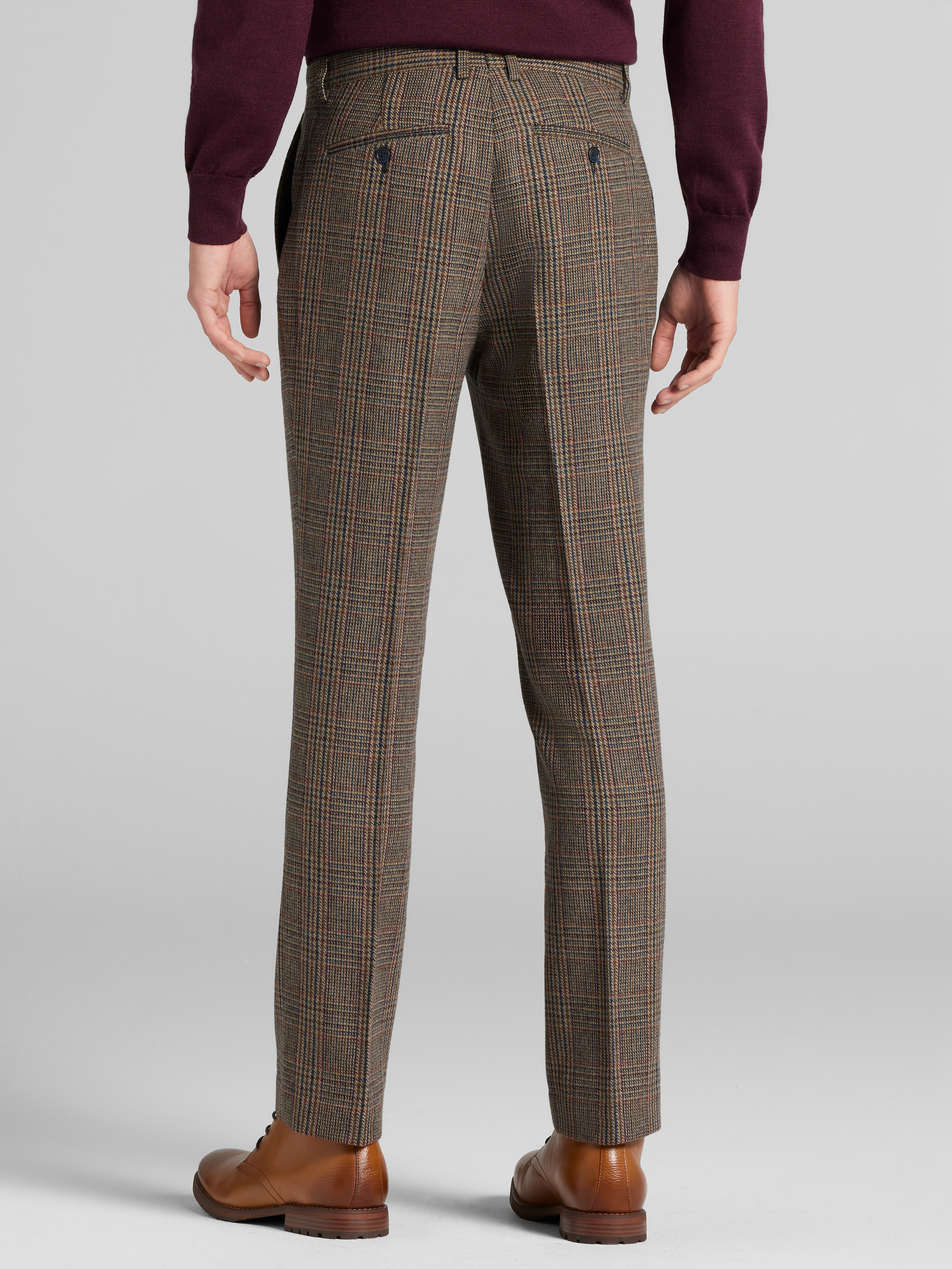 Slim Fit Plaid Suit Pants