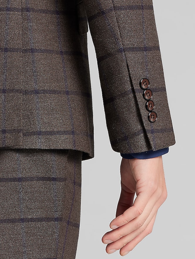 Paisley &Amp; Gray Slim Fit Windowpane Plaid Suit Jacket