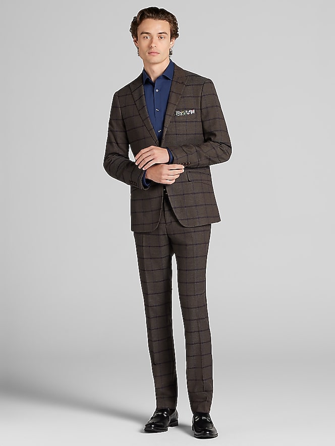 Paisley &Amp; Gray Slim Fit Windowpane Plaid Suit Jacket