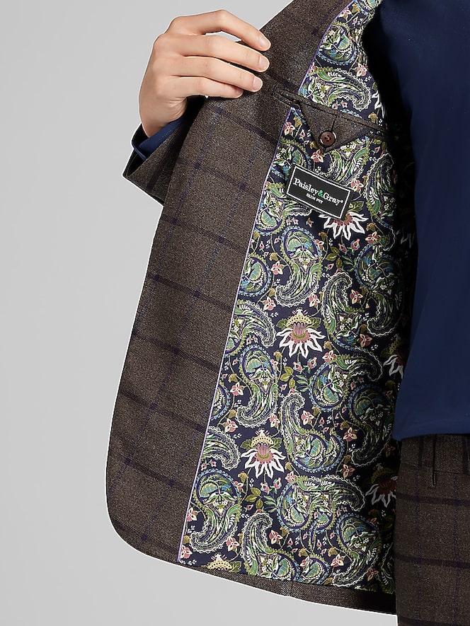 Paisley &Amp; Gray Slim Fit Windowpane Plaid Suit Jacket