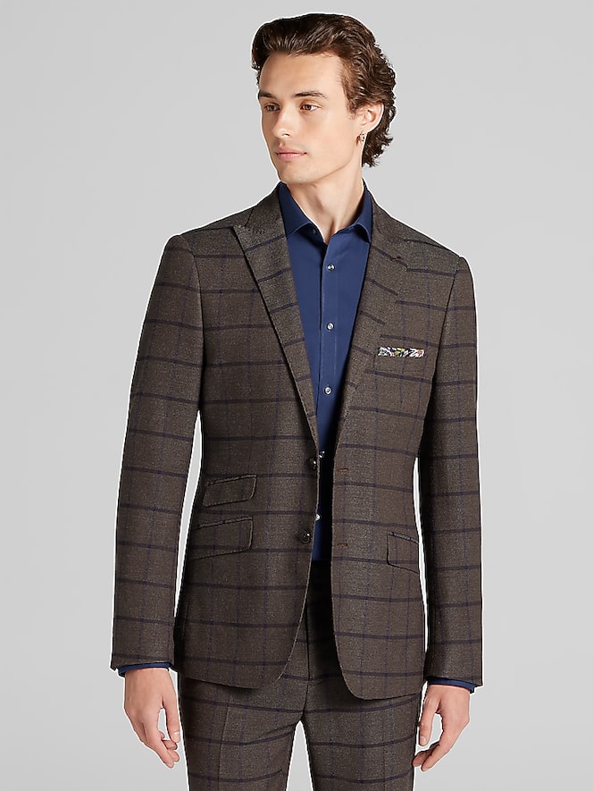 Paisley &Amp; Gray Slim Fit Windowpane Plaid Suit Jacket