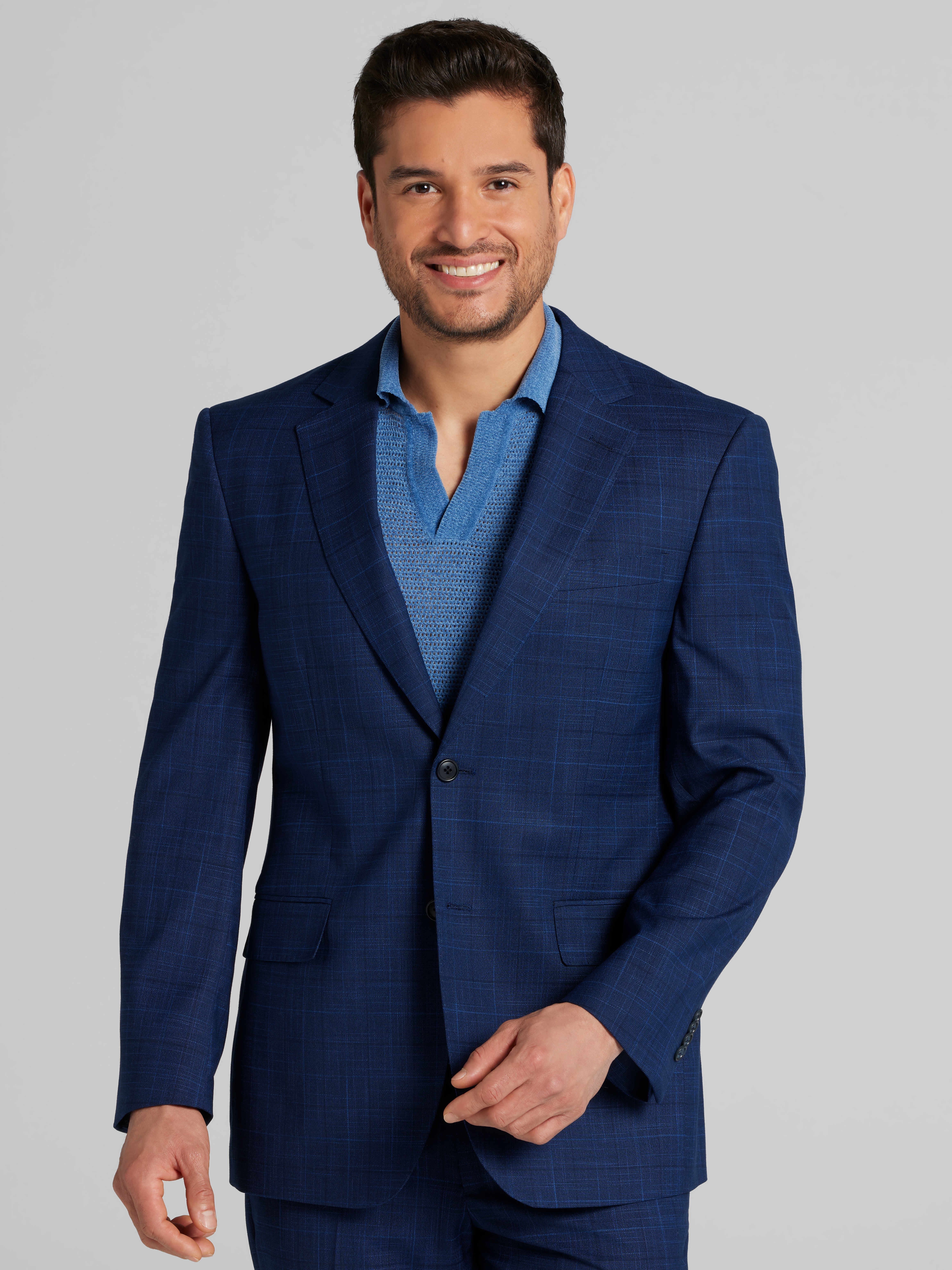 Modern Fit Plaid Suit