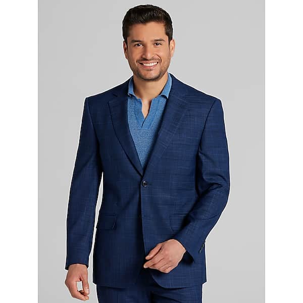Wilke-Rodriguez Men's Modern Fit Plaid Suit Navy Plaid - Size: 40 Short