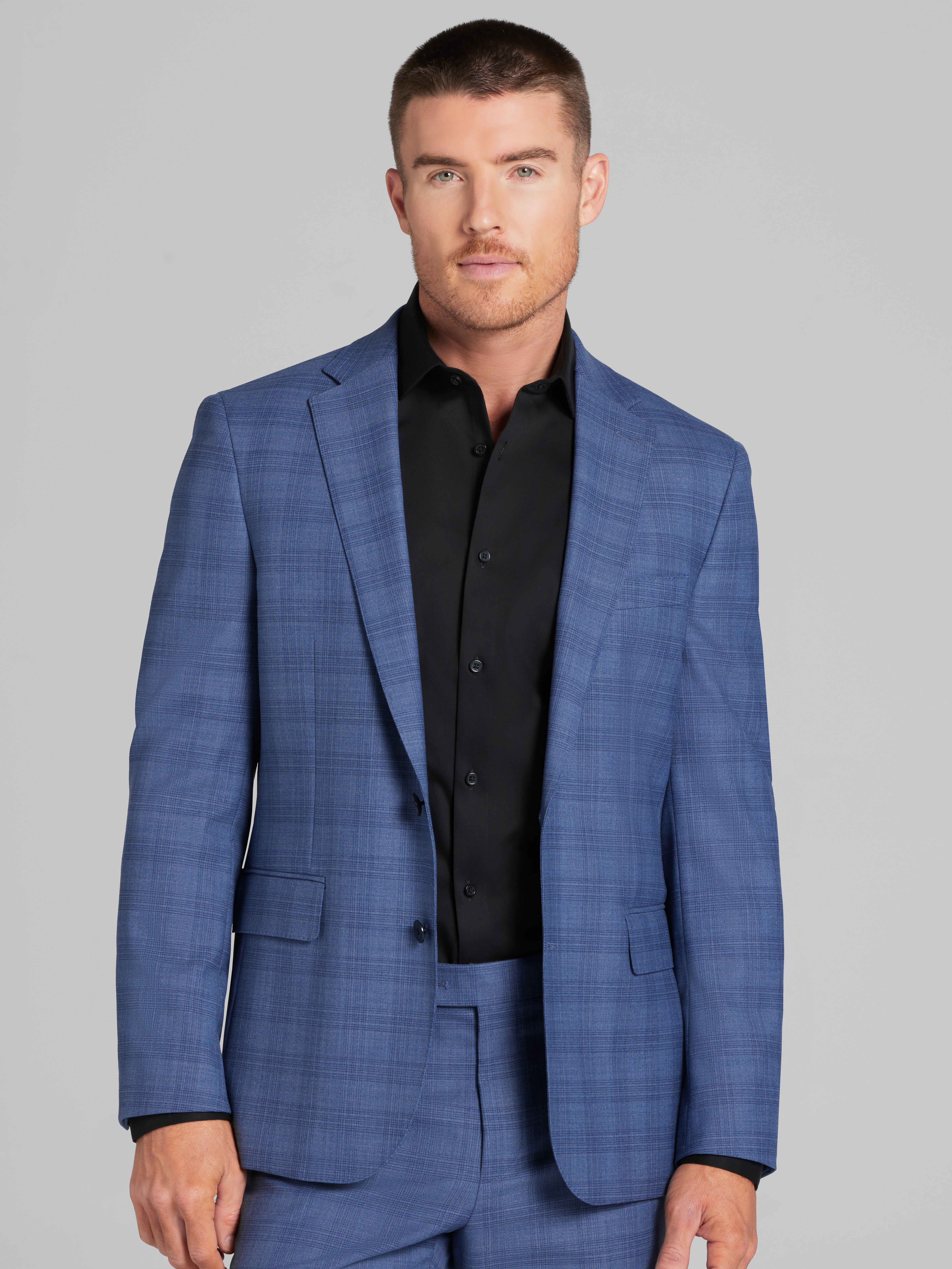 Slim Fit Plaid Suit Jacket