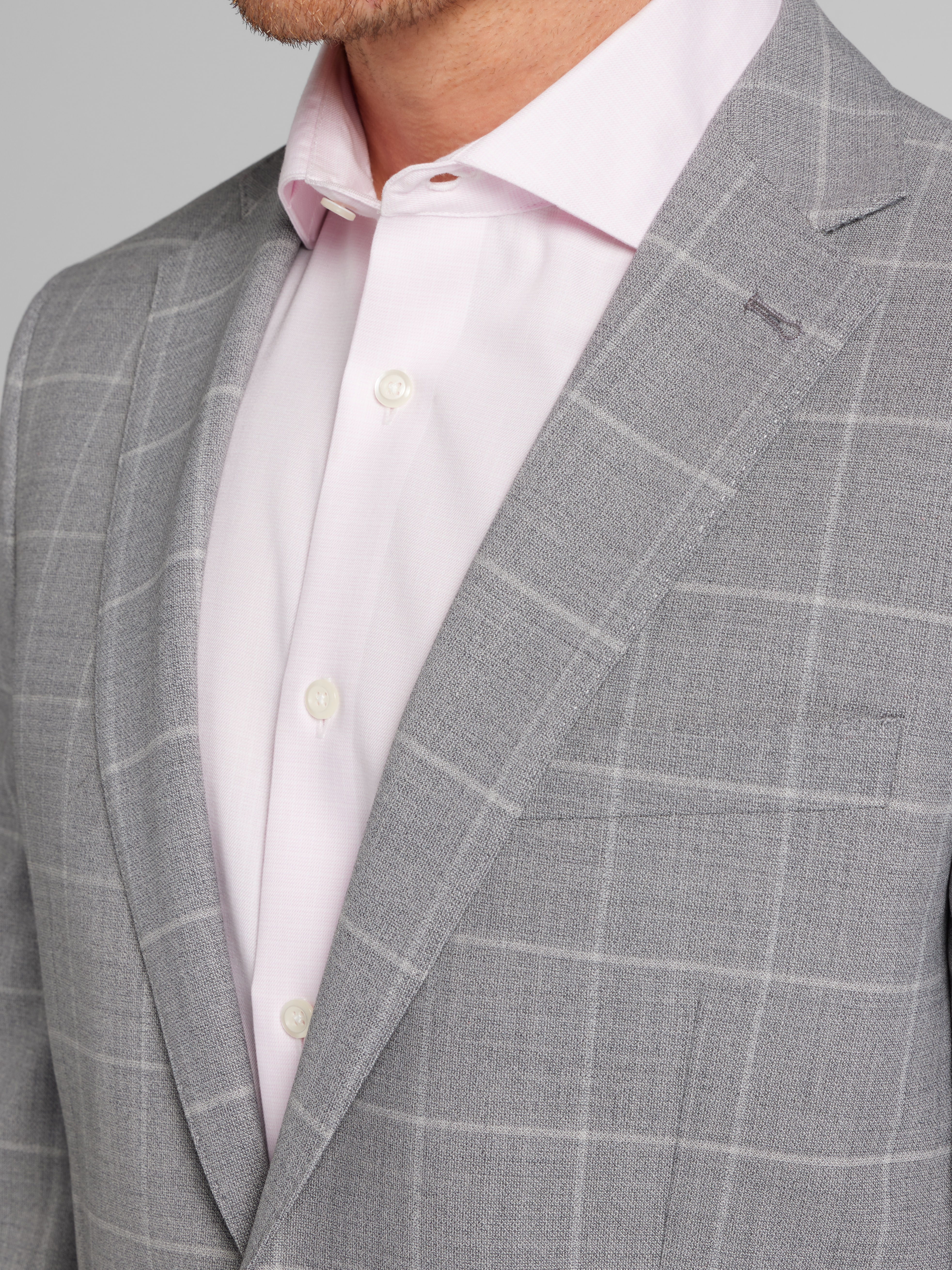 Slim Fit Windowpane Plaid Suit Jacket