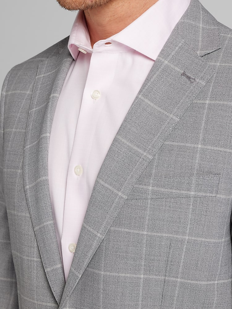 Slim Fit Windowpane Plaid Suit Jacket