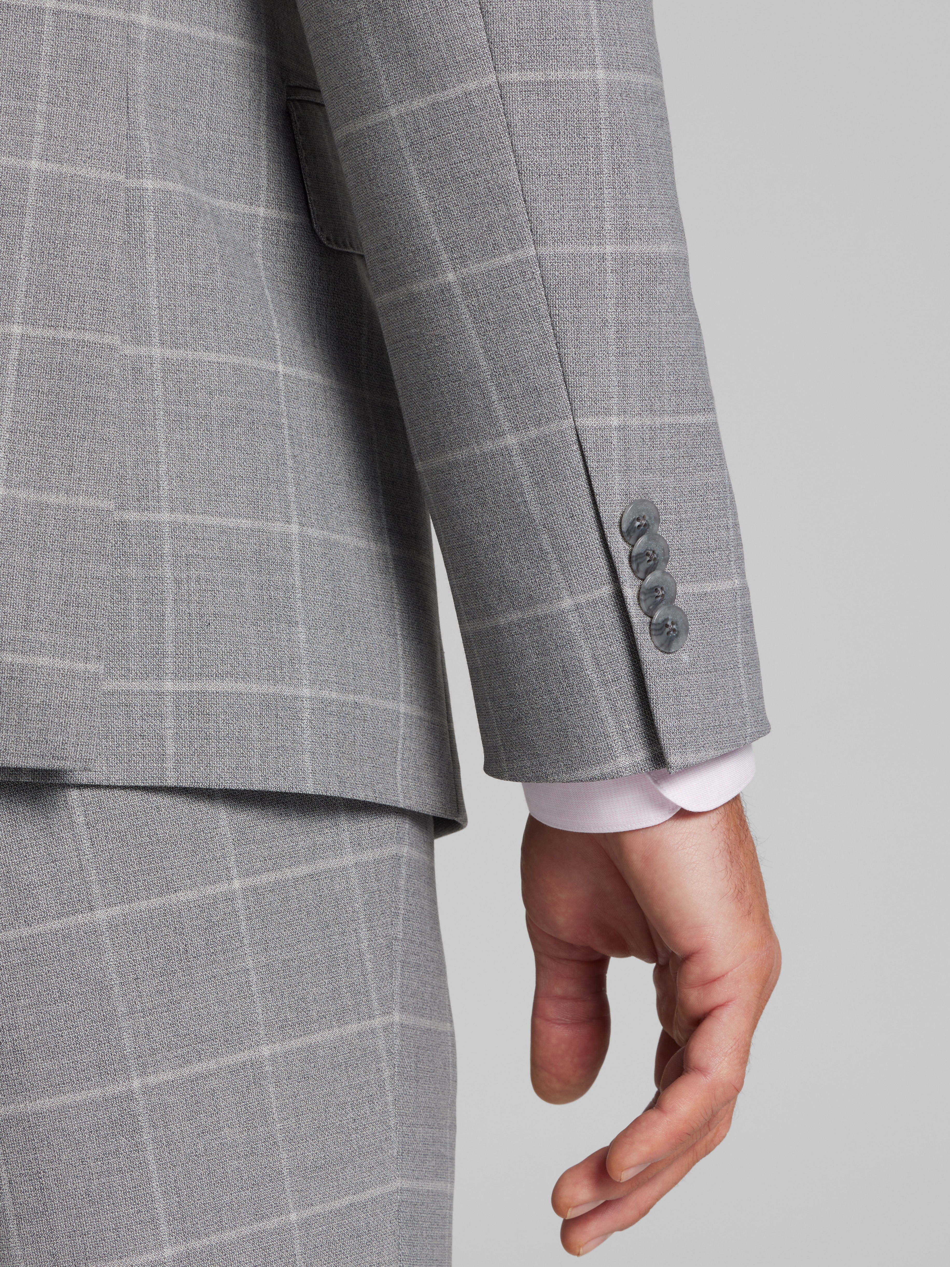 Slim Fit Windowpane Plaid Suit Jacket