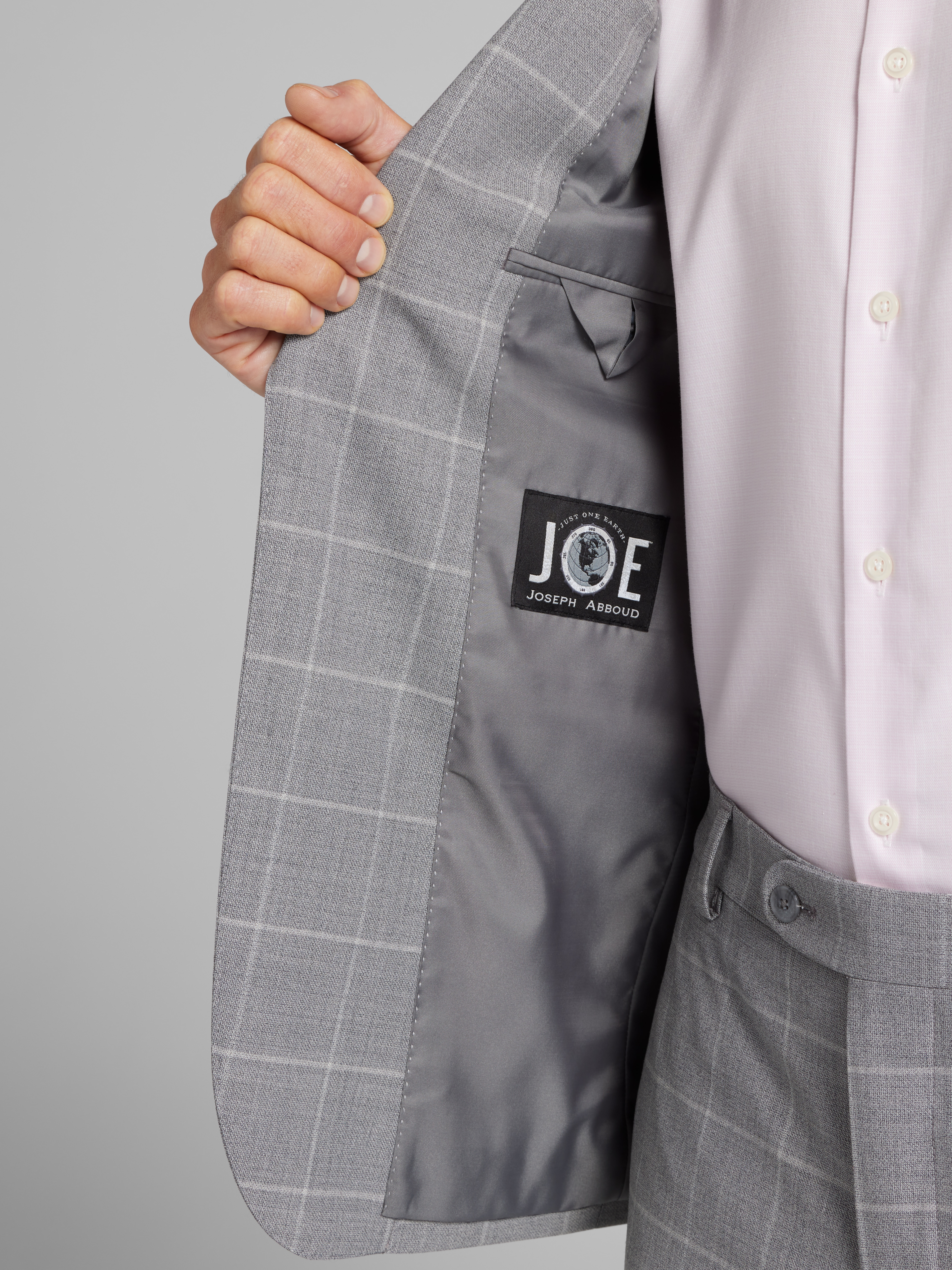 Slim Fit Windowpane Plaid Suit Jacket