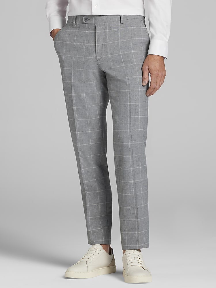 JOE Joseph Abboud Slim Fit Suit Pants, Platinum Windowpane - Gray | Men's  Wearhouse