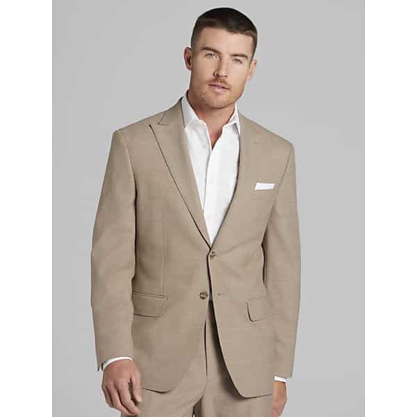 JOE Joseph Abboud Slim Fit Wool Blend Men's Suit Jacket Tan Tic - Size: 44 Long