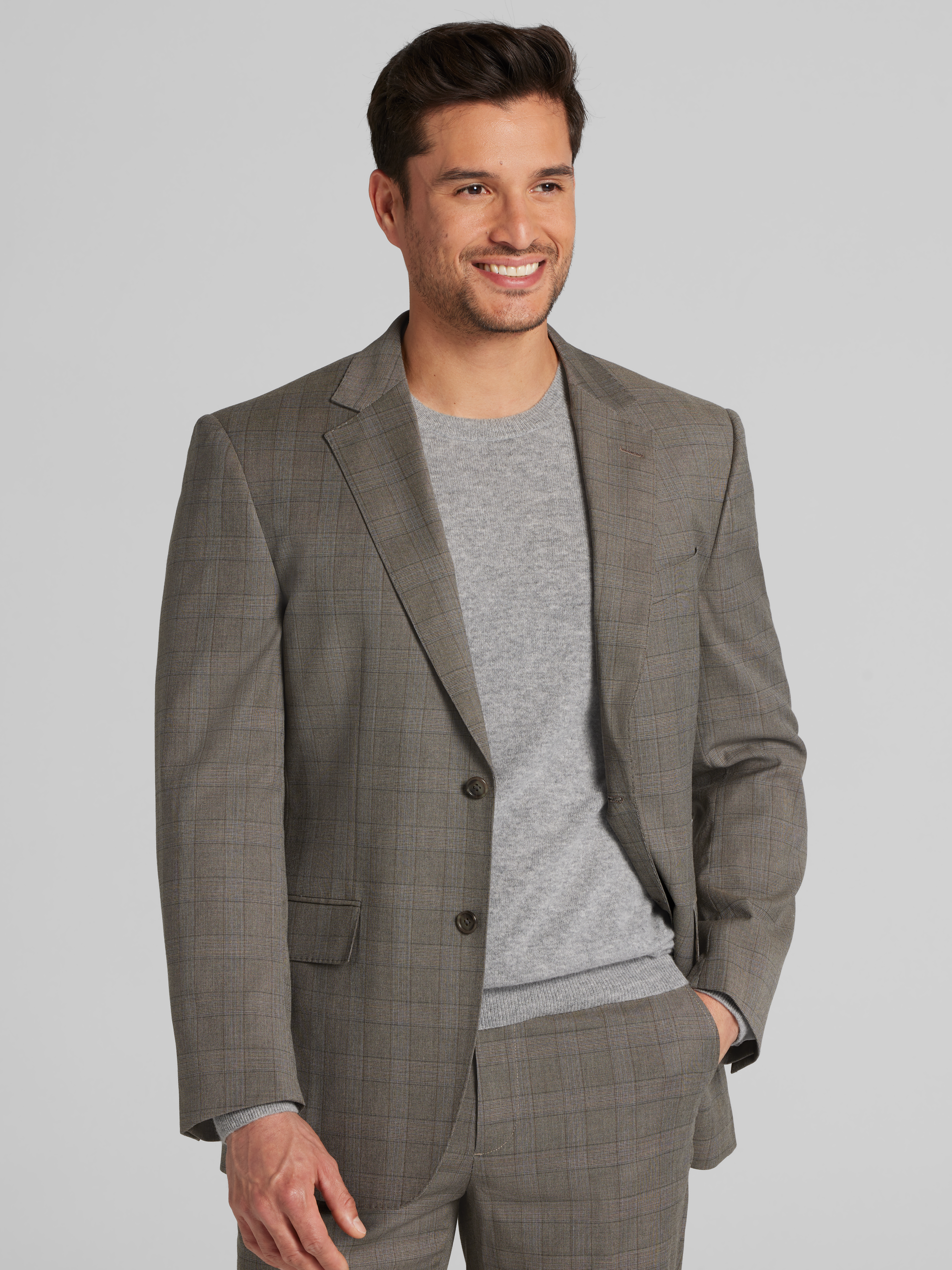 Modern Fit Plaid Suit