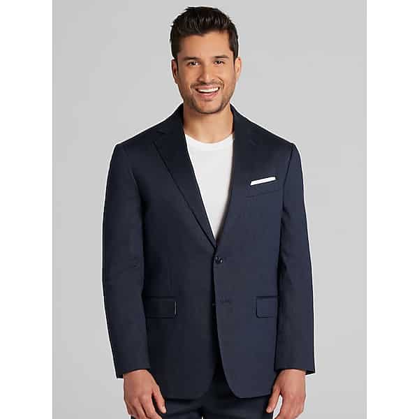 Joseph Abboud Big & Tall Modern Fit Performance Linen Men's Suit Jacket Navy Solid - Size: 44 Extra Long TMW362B44401