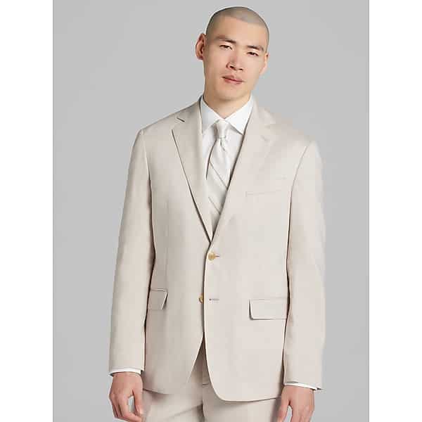 Joseph Abboud Modern Fit Performance Linen Men's Suit Jacket Taupe - Size: 46 Short TMW361B46120