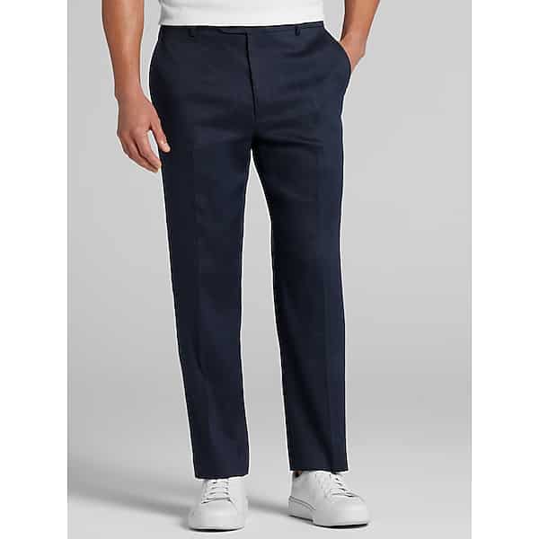 Joseph Abboud Modern Fit Linen Blend Men's Suit Pants Navy Solid - Size: 34W x 32L TMW363B34T01
